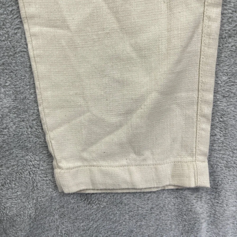 Zara Pants Men Small Cream Cotton Blend Drawstring Elastic Waist Straight Leg